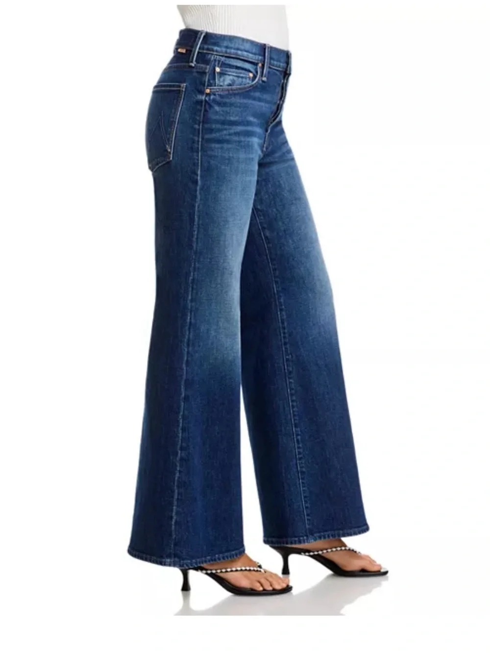 MOTHER Lil Tomcat Roller Skimp Wide leg Jeans in Perfectly Imperfect Wash - Picture 4 of 6